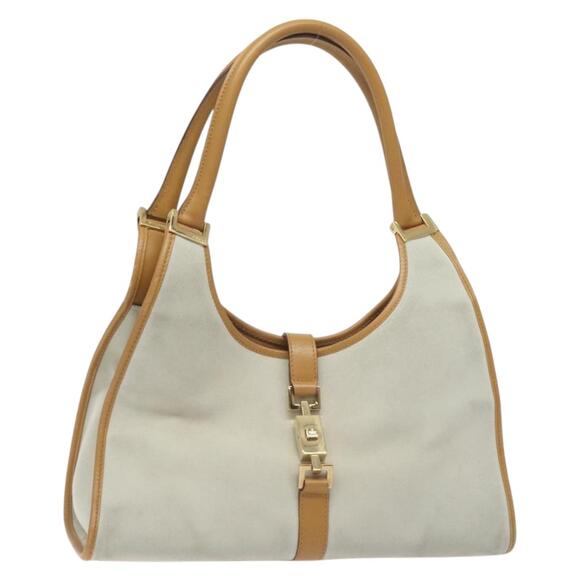 GUCCI Jackie Hand Bag Suede White Gold 002 002 - Picture 1 of 16